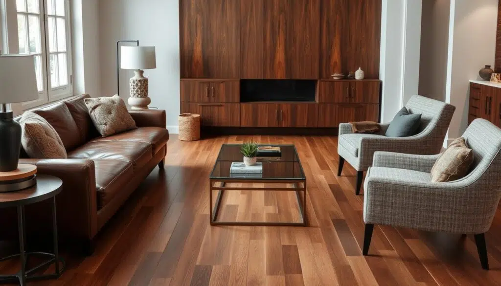 Woonkamer met verschillende materialen en texturen Woonkamer met verschillende materialen en texturen