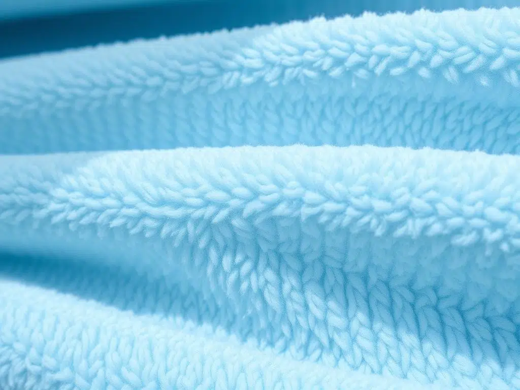 Zachte fleece stof in lichtblauwe kleur die lijkt op teddy maar met fijnere structuur Zachte fleece stof in lichtblauwe kleur die lijkt op teddy maar met fijnere structuur