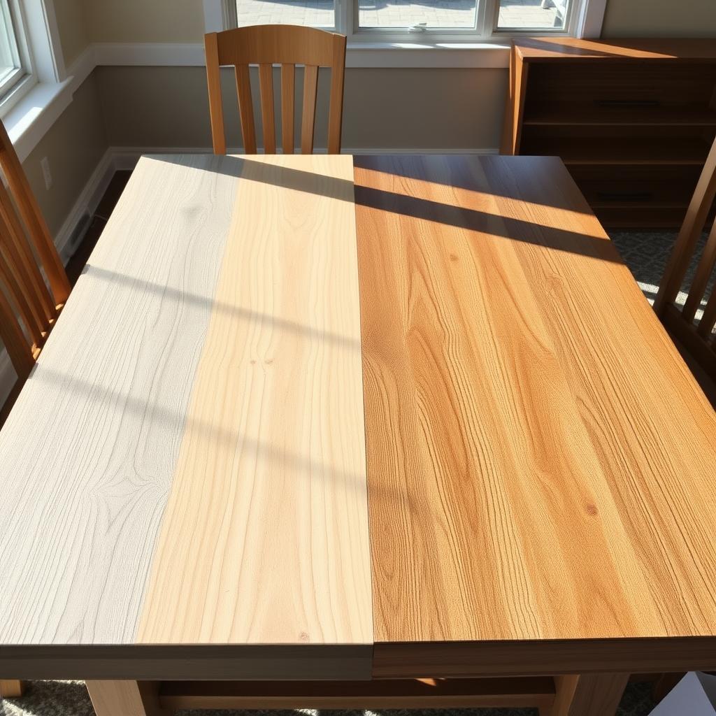 tafel met vergrijzing door UV-straling in de winter