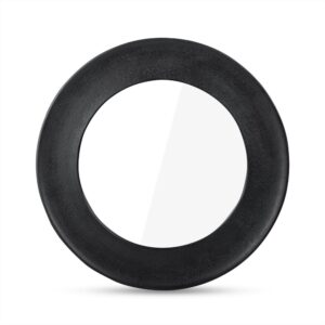 De Spiegel Rond Zwart Groot is een ronde wandspiegel met een brede, matzwarte lijst tegen een witte achtergrond.