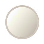 De Spiegel Dide is een 80 cm ronde spiegel met een zandkleurige lijst, afgebeeld tegen een effen witte achtergrond.