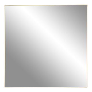 De Jersey spiegel heeft een frame in messinglook en meet 60x60 cm, reflecteert het licht en creëert een subtiel gradiënteffect over het vierkante oppervlak.