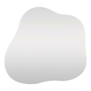 De Palermo Spiegel - Spiegel 50x55 cm heeft een onregelmatig kaderloos ontwerp met gladde, golvende randen, afgebeeld tegen een effen witte achtergrond.