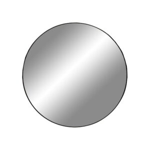 De Jersey Mirror - Spiegel met zwarte lijst Ø60 cm heeft een eenvoudig, rond ontwerp met een dunne zwarte lijst en een zacht reflecterend oppervlak, tegen een effen witte achtergrond.