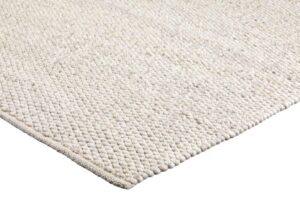 Een close-up van het Donna Cloud White 815 vloerkleed (170x230) toont het gestructureerde, gebroken witte geweven oppervlak met een kiezelachtig patroon.