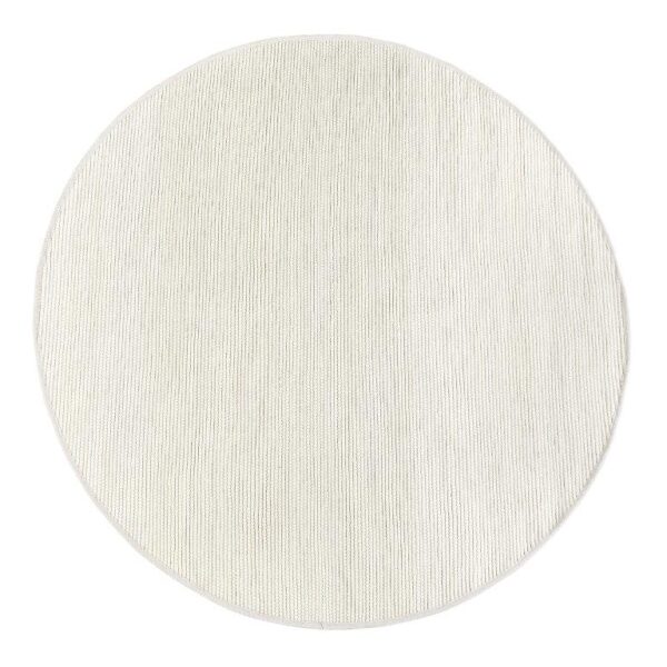 Het Valentino Ivory 111 240Ø is een rond, gebroken wit vloerkleed met een subtiel structuurpatroon tegen een witte achtergrond.