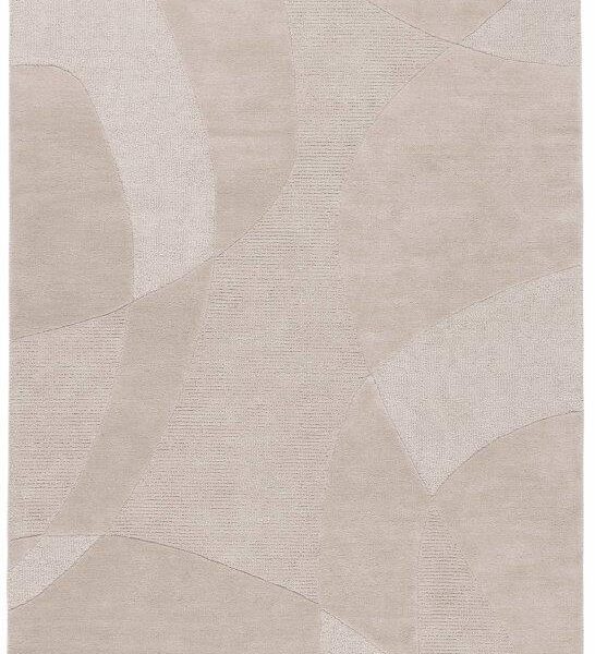 Fusion 220 Beige 200x290 is een rechthoekig beige vloerkleed met een subtiel abstract patroon van elkaar kruisende gebogen en rechte lijnen in verschillende beige tinten.
