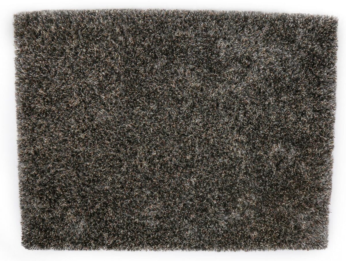 De New Paulo Grey mix 862 200x300 is een rechthoekig, donkergrijs shaggy vloerkleed met een dik, gestructureerd oppervlak, van bovenaf gezien op een witte achtergrond.