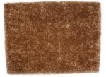 De New Paulo Gold 030 200x300 is een rechthoekig bruin shaggy vloerkleed met een dik, gestructureerd oppervlak, van bovenaf weergegeven op een witte achtergrond.