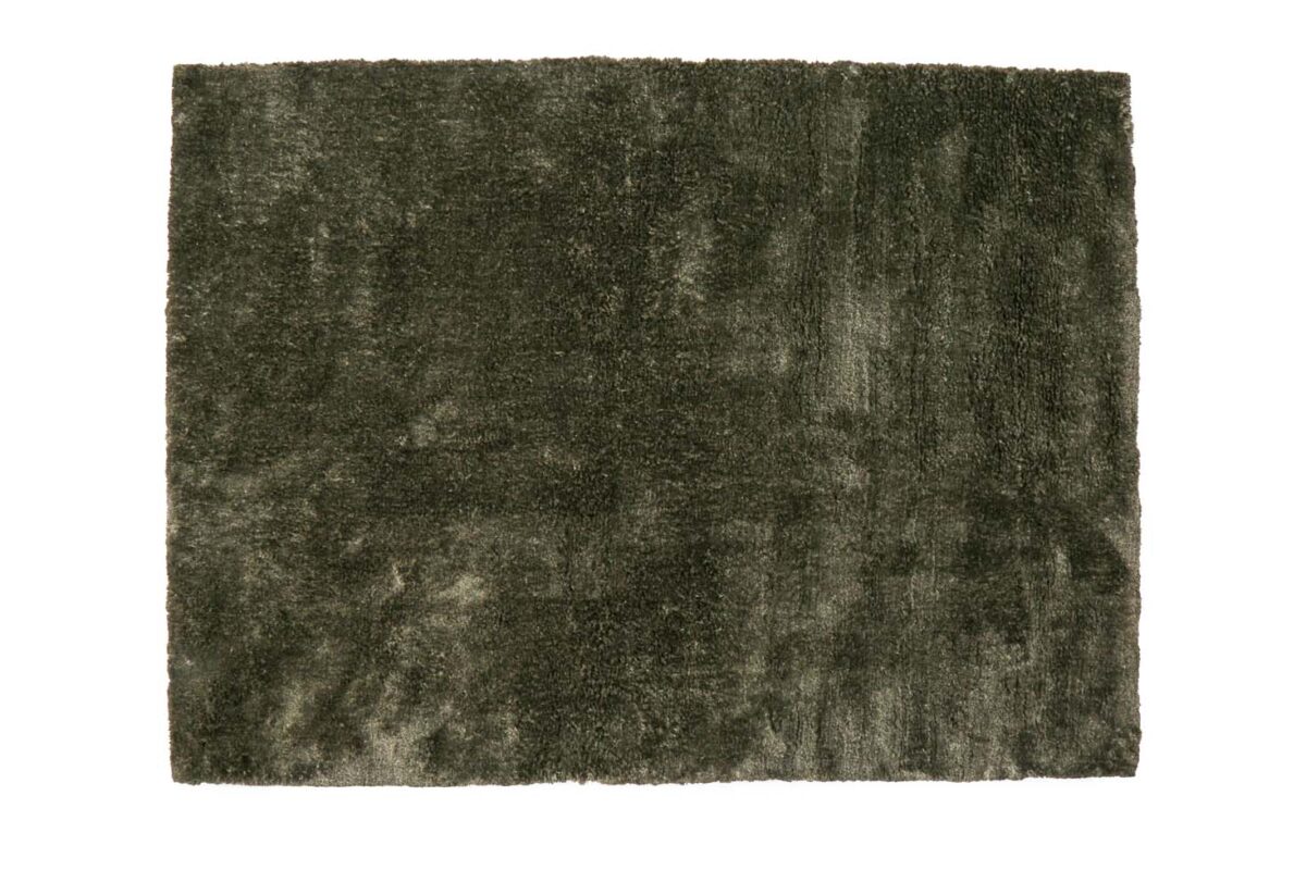 De Viterbo ST Hunter 421 200x300 is een rechthoekig, donkergroen shaggy tapijt met een zachte, pluche textuur op een effen witte ondergrond.