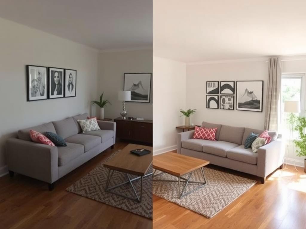 Bank tegen muur versus vrijstaand in kleine woonkamer Bank tegen muur versus vrijstaand in kleine woonkamer