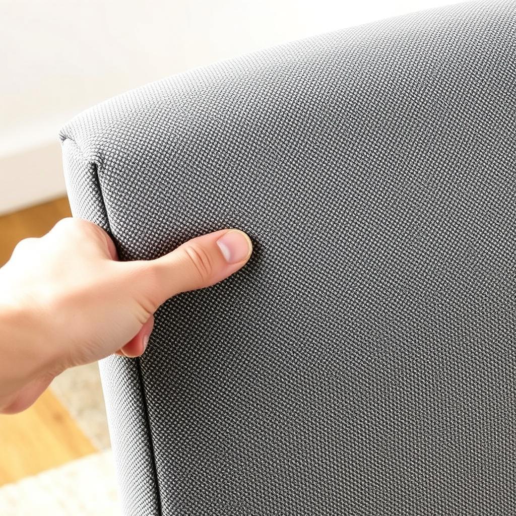 Close-up van stoffen bekleding op een eetkamerstoel
