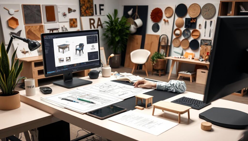 Designer werkt aan een meubel ontwerp, verklaart waarom zijn meubels zo duur Designer werkt aan een meubel ontwerp, verklaart waarom zijn meubels zo duur