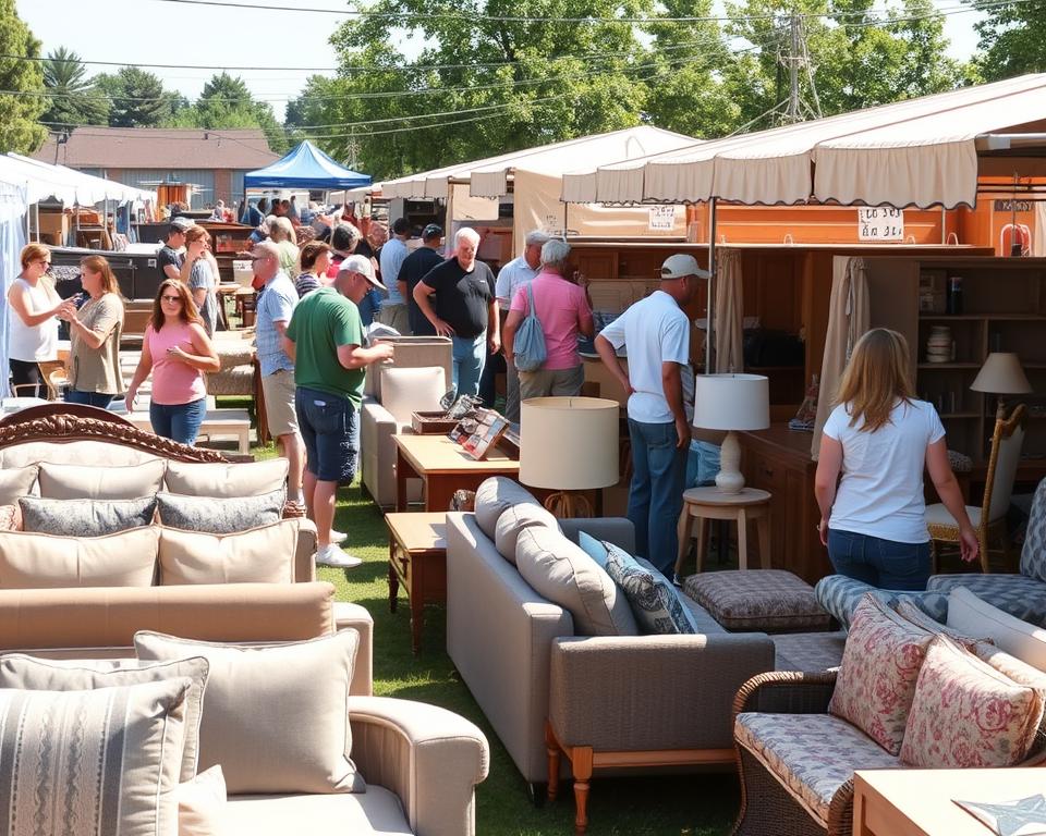 Drukke meubelmarkt in de zomer, de beste tijd van het jaar om meubels te verkopen