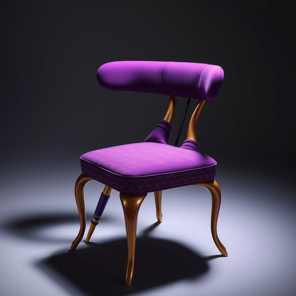 Eclectische paarse eetkamerstoel met uniek design