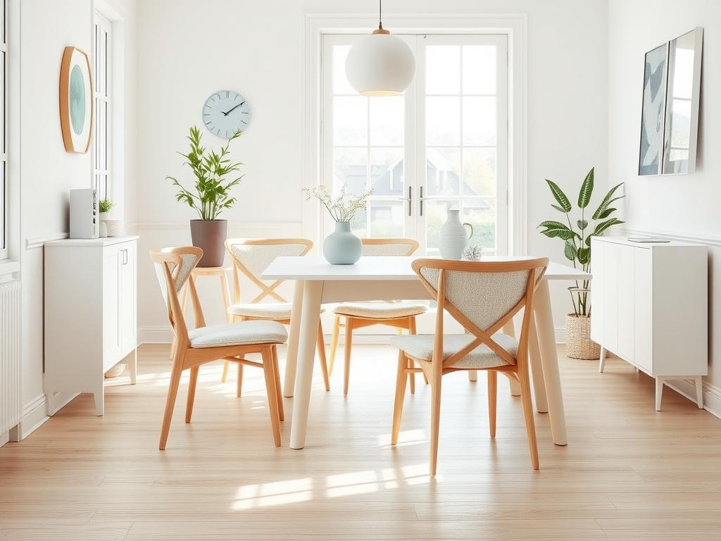 Eetkamerstoelen hout met stof in Scandinavische stijl