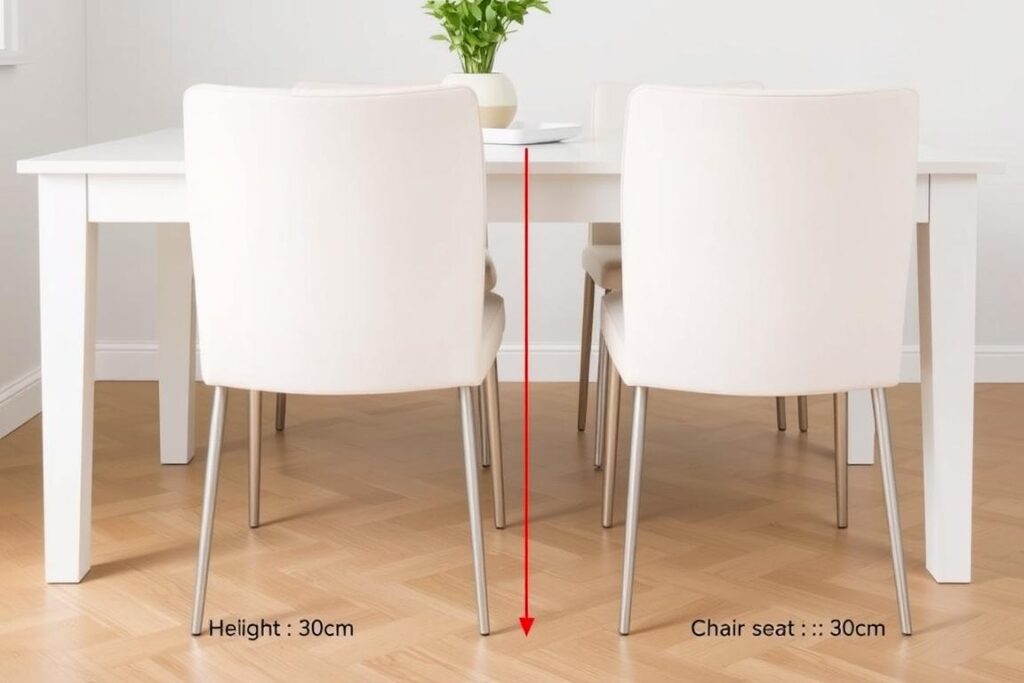 Eetkamerstoelen met de juiste zithoogte bij een eettafel Eetkamerstoelen met de juiste zithoogte bij een eettafel