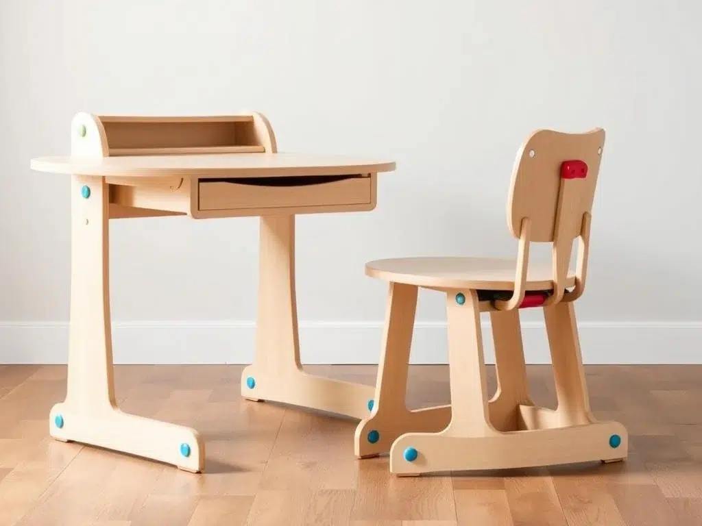 Ergonomische kinderstoel en bureau die meegroeien met het kind Ergonomische kinderstoel en bureau die meegroeien met het kind
