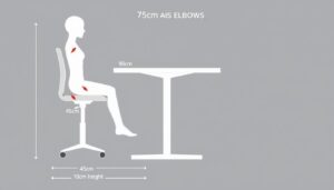 Ergonomische zithouding bij een tafel van 75 cm hoogte stoel bij tafel