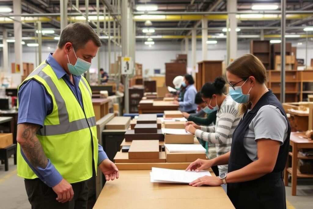 Fabrieksaudit bij een Crate and Barrel leverancier om arbeidsomstandigheden te controleren Fabrieksaudit bij een Crate and Barrel leverancier om arbeidsomstandigheden te controleren