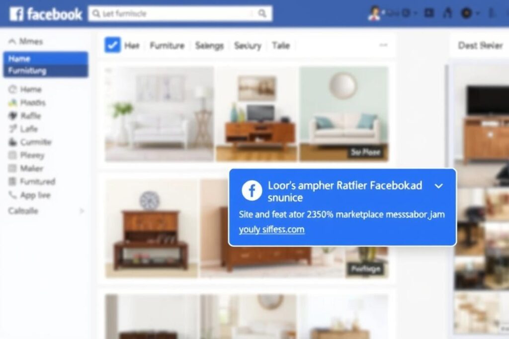 Facebook Marketplace interface met meubeladvertenties tijdens de beste tijd van het jaar om meubels te verkopen