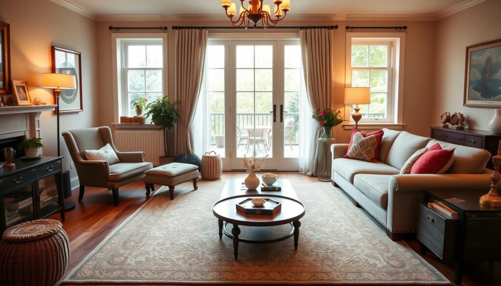 Gezellige woonkamer met zowel een fauteuil als loungestoel Gezellige woonkamer met zowel een fauteuil als loungestoel