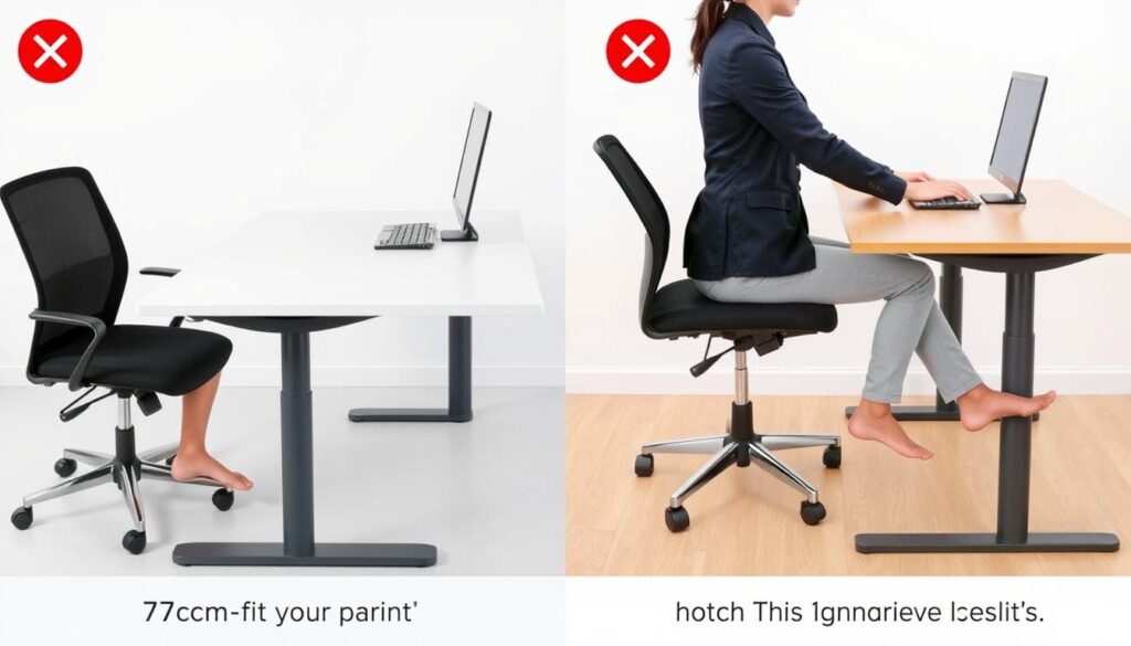 Juiste versus onjuiste zithoogte bij een tafel van 77 cm Juiste versus onjuiste zithoogte bij een tafel van 77 cm