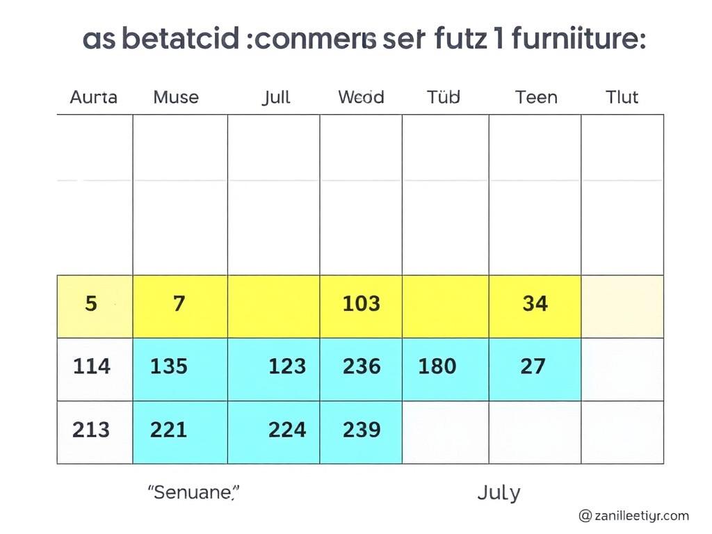 Kalender met gemarkeerde beste periodes om meubels te kopen
