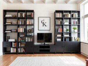 Kewlox modulaire boekenkast in een moderne thuisbibliotheek