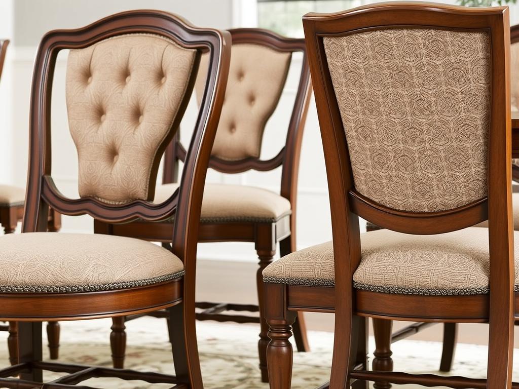 Klassieke comfortabele eetkamerstoelen met rijke stoffering