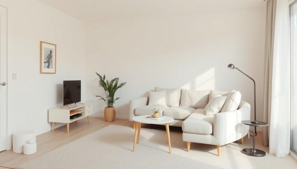 Lichte meubels in een kleine woonkamer creëren ruimte Lichte meubels in een kleine woonkamer creëren ruimte