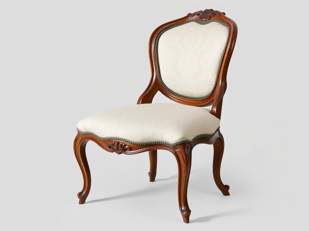 Louis XV klassieke eetkamerstoel met gebogen lijnen en rijk houtsnijwerk Louis XV klassieke eetkamerstoel met gebogen lijnen en rijk houtsnijwerk
