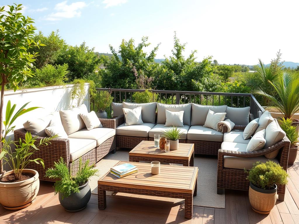 Loungestoel voor buiten op een zonnig terras Loungestoel voor buiten op een zonnig terras