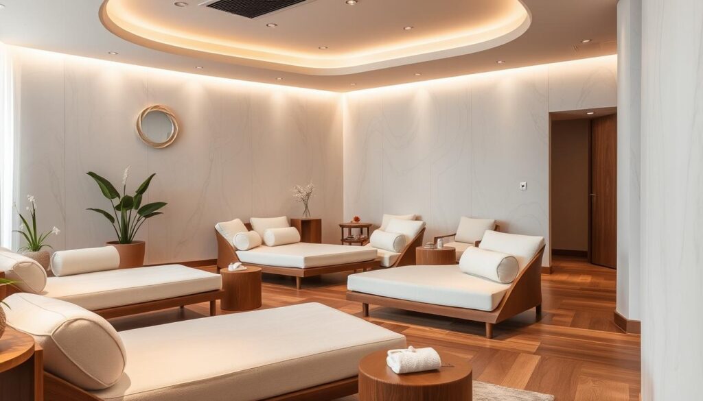 Luxe loungestoelen in een wellness centrum Luxe loungestoelen in een wellness centrum
