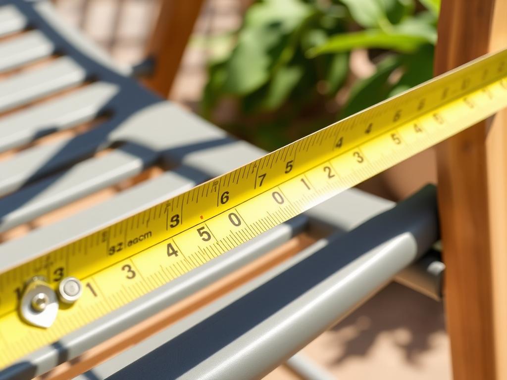 Meetlint dat de tuinstoel breedte van een standaard tuinstoel meet Meetlint dat de tuinstoel breedte van een standaard tuinstoel meet