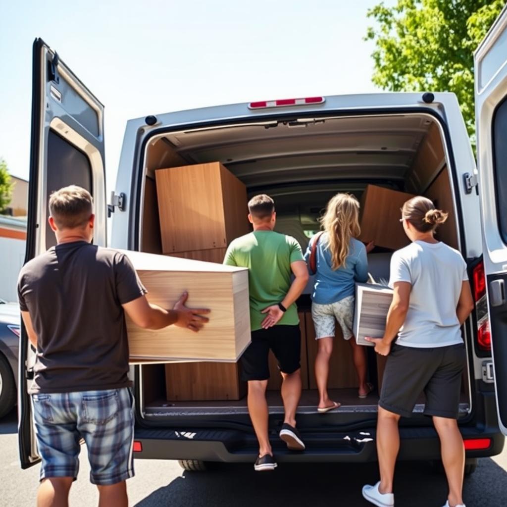 Mensen die meubels verhuizen tijdens de zomer, de beste tijd van het jaar om meubels te verkopen