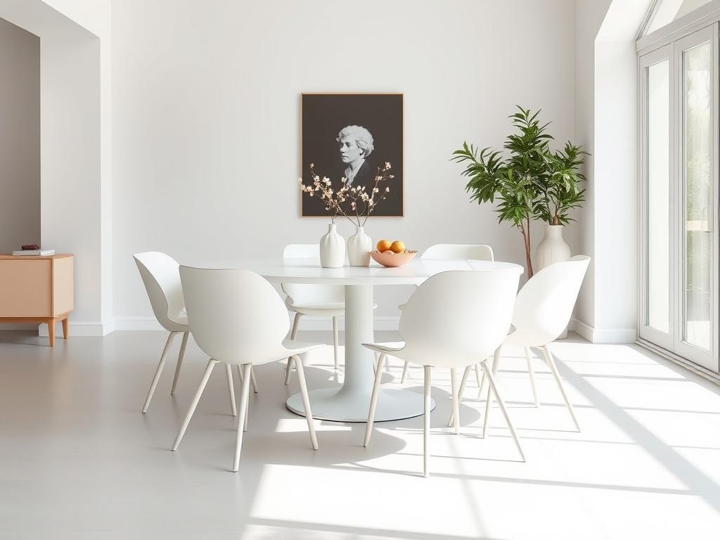 Minimalistische stoere eetkamerstoelen met strakke lijnen en neutrale kleuren