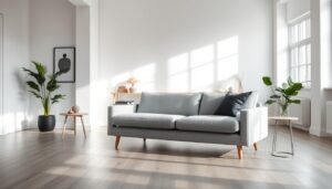 Modern Nederlands bankstel in een lichte woonkamer met Nederlandse merken bankstellen