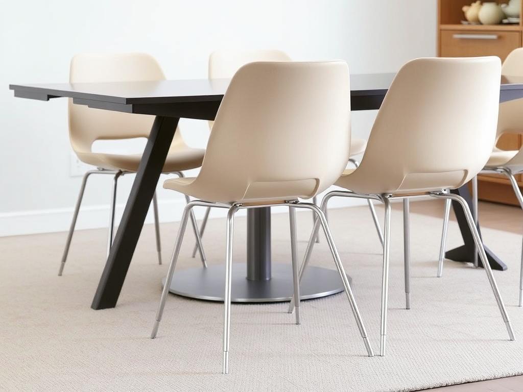 Moderne comfortabele eetkamerstoelen met strakke lijnen