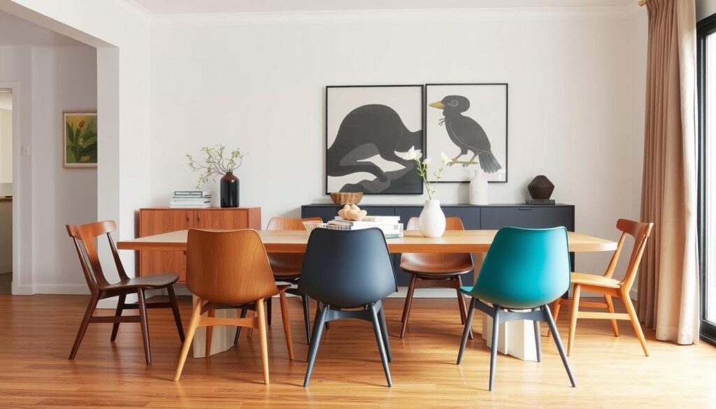 Moderne eetkamer met Deens design eetkamerstoelen in verschillende stijlen Moderne eetkamer met Deens design eetkamerstoelen in verschillende stijlen