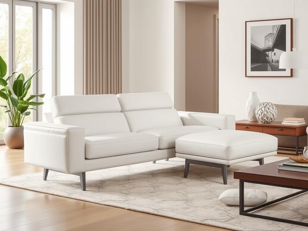Moderne loungestoel met strakke lijnen in een minimalistische woonkamer Moderne loungestoel met strakke lijnen in een minimalistische woonkamer