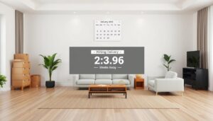 Moderne woonkamer met lege ruimte wachtend op nieuwe meubels, illustreert de levertijd van meubels