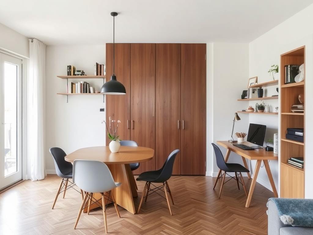 Multifunctionele eetkamer die ook als werkplek dient