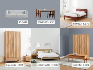 Overzicht van verschillende meubels met hun gemiddelde prijsklassen in Nederland