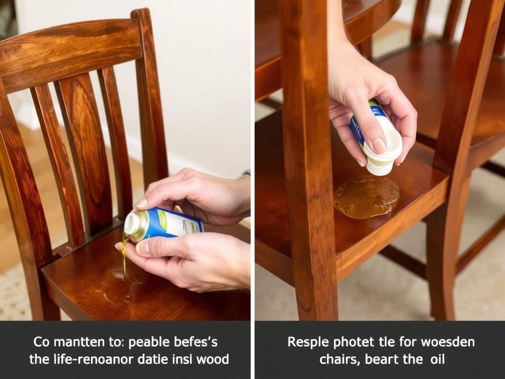 Periodiek onderhoud van houten eetkamerstoelen met olie behandeling