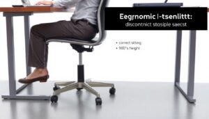 Persoon die ergonomisch correct zit met juiste zithoogte