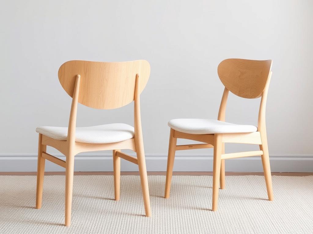 Scandinavische comfortabele eetkamerstoelen met lichte houtaccenten