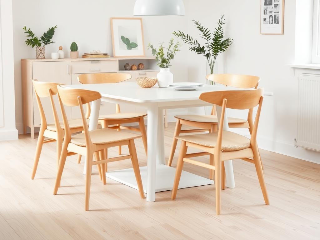 Scandinavische stoere eetkamerstoelen met lichte houtsoorten en eenvoudig design