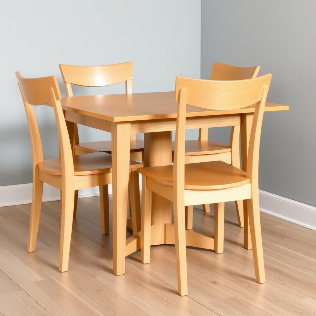 Set 4 eetkamerstoelen van massief beukenhout in Scandinavische stijl Set 4 eetkamerstoelen van massief beukenhout in Scandinavische stijl