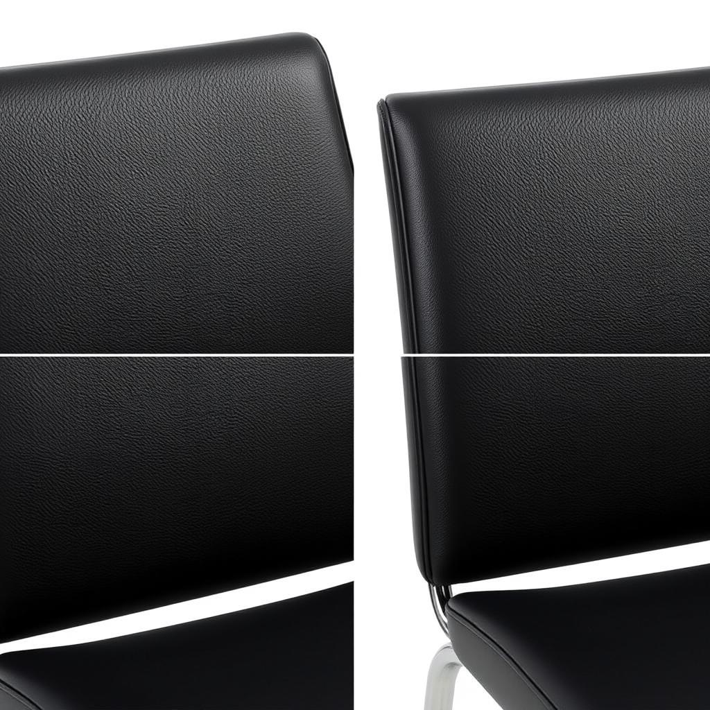 Set 4 eetkamerstoelen van zwart kunstleer met metalen poten Set 4 eetkamerstoelen van zwart kunstleer met metalen poten